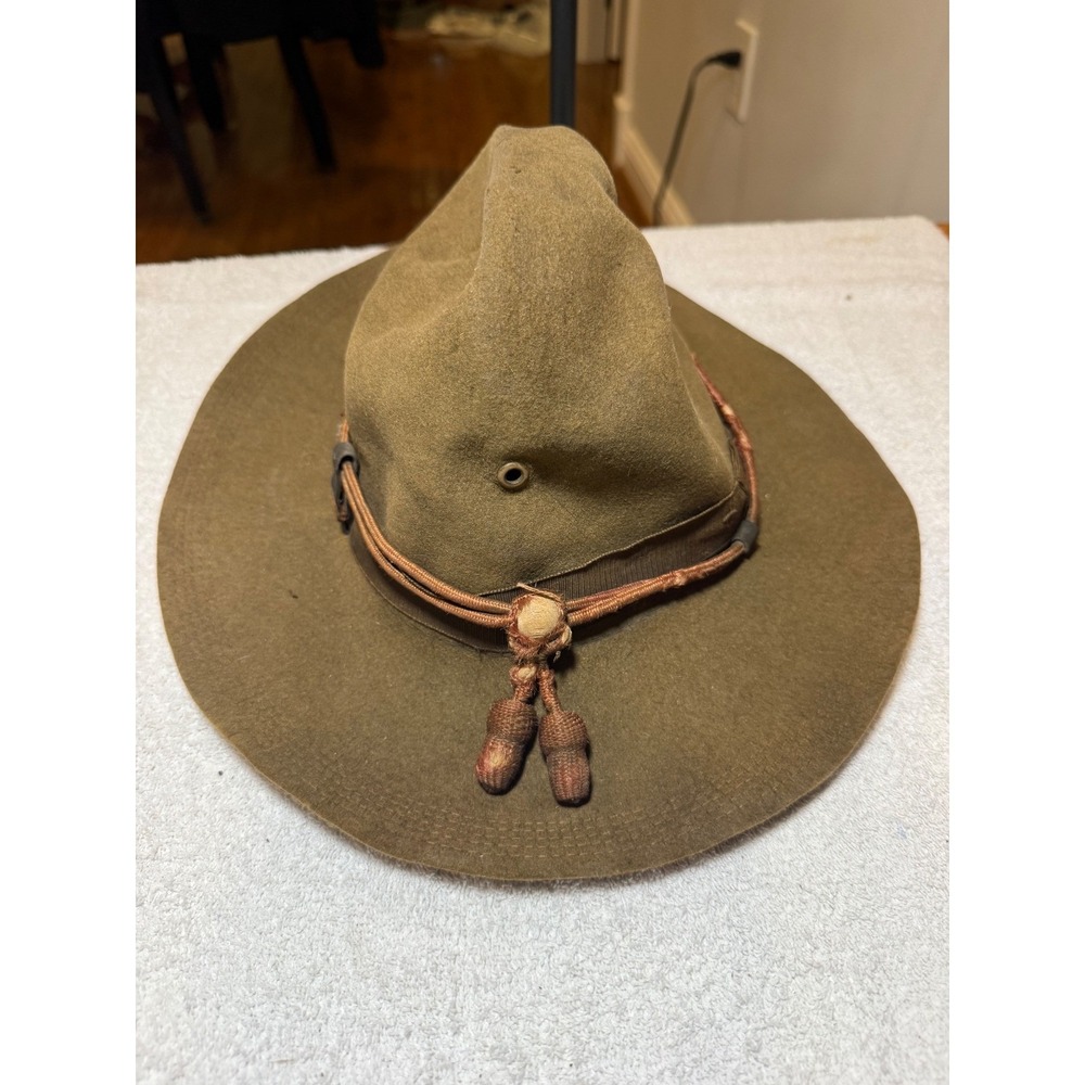 WW1 US Army M1911 Service Campaign Felt Hat Acorn Chinstrap Sweatband Size 6 7/8